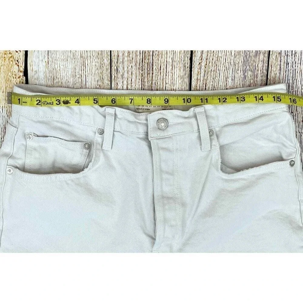 We The Free‎ Jeans Size 31 White Button Fly High Rise Distressed Button Fly